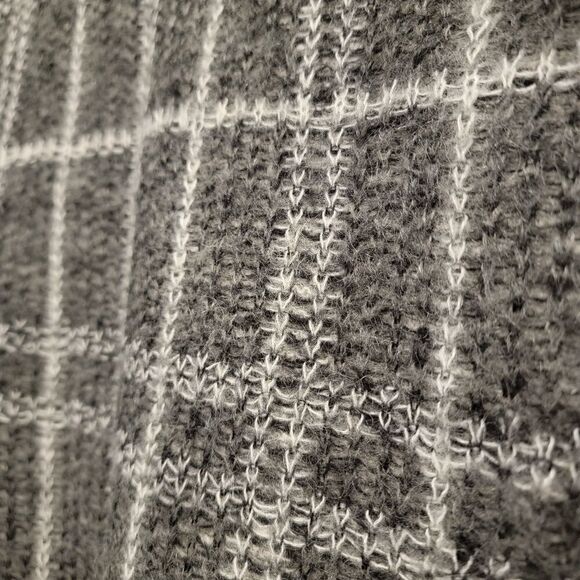 LOFT Plaid Gray Color Block Mohair Blend Crewneck Pullover Sweater Size Medium - Picture 7 of 12